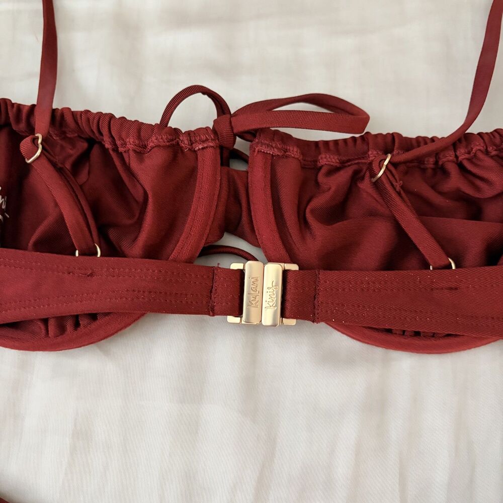 Kulani Kinis Ruched Underwire Bra Bikini Top - Sweet Cinnamon EUC - Picture 2 of 6